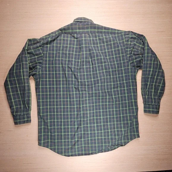 Ralph Lauren Men's Green Plaid Button Down Shirt Long Sleeve Cotton Size L - Picture 6 of 8